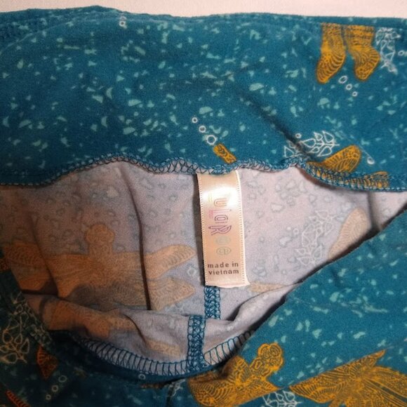 LuLaRoe OS leggings turquoise/gold - Picture 2 of 4